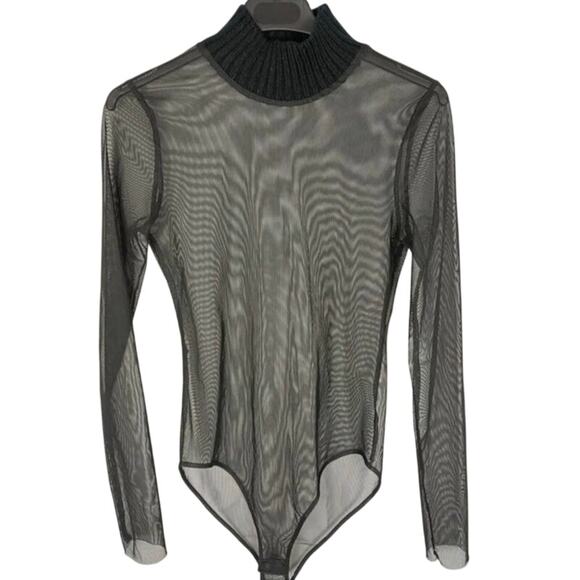 Zara Tops - Zara black mesh bodysuit Size S
